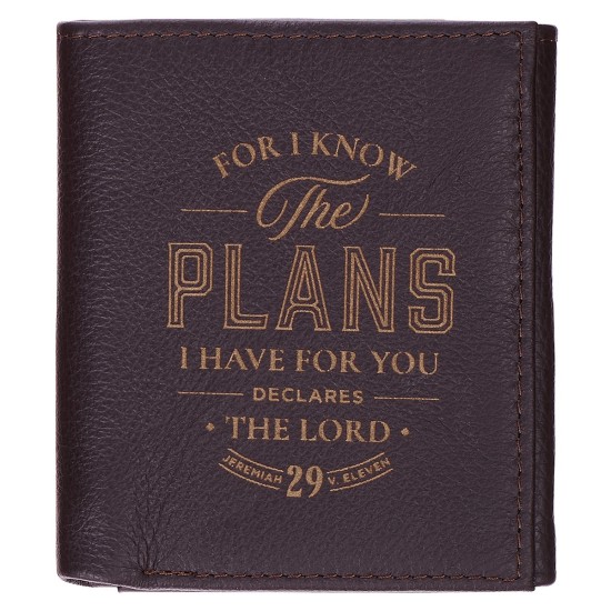 The Plans Black Full Grain Leather Wallet - Jeremiah 29:11