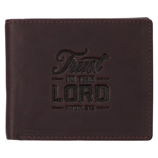 Trust in the Lord Dark Brown Full Grain Leather Wallet - Proverbs 3:5