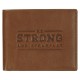 Be Strong and Steadfast Chestnut Brown Full Grain Leather Wallet - Deuteronomy 31:6